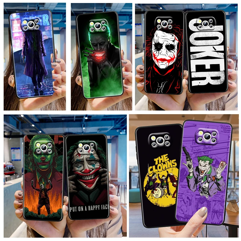 

Anime Luxury Joker LoGo Phone Case For Xiaomi Mi Poco X4 X3 X2 NFC F4 F3 F2 GT M5 M5s M4 M3 Pro C40 C3 5G Black Funda Cover