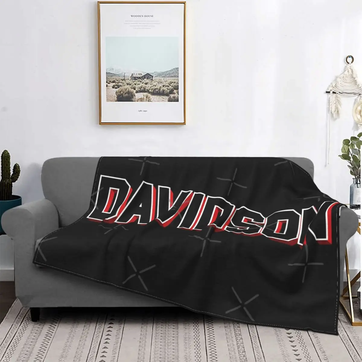 

Davidson-colcha a cuadros con texto en negro, cubierta de cama a cuadros, Sudadera con capucha, manta de lujo, toalla de playa