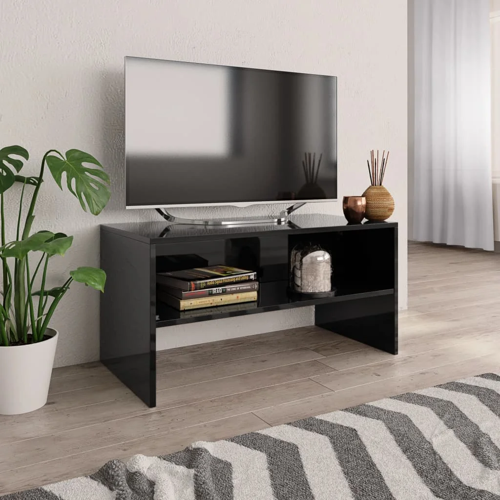

Black glossy TV TV Stand 80x40x40 cm chintered