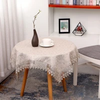 pastoral cotton and linen tablecloth jacquard embroidery rectangular fabric tablecloth simple coffee table round lace tablecloth