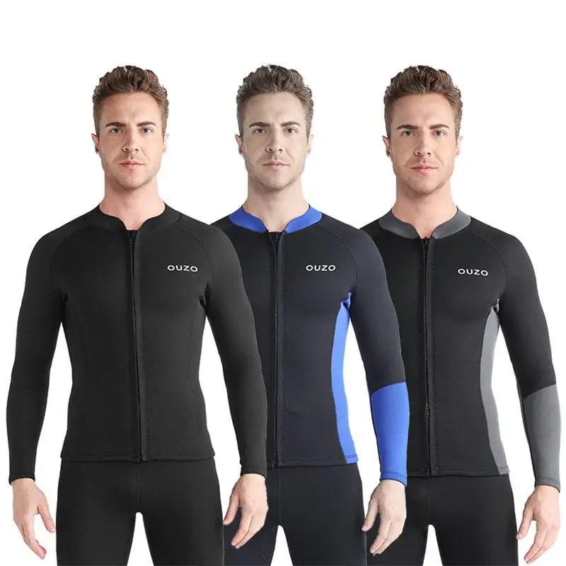 

1.5mm Neoprene Wetsuit Top Men Jacket Split Long Sleeve Warm Water Sport Surfing Swimming Snorkeling Rash Guards Diving Top