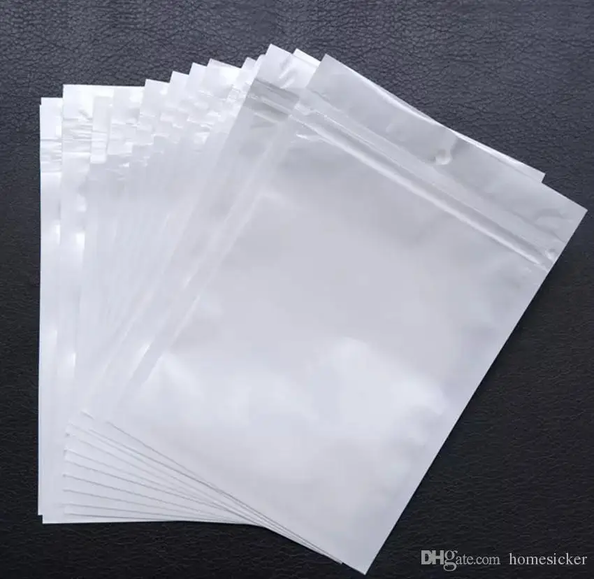 

Best Quality Clear + White Pearl Plastic Poly OPP Packing Zipper Zip Lock Retail Packages Jewelry Food PVC Plastic Bag Many Size
