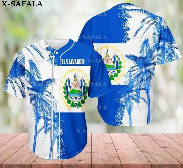 Custom Name Love EL SALVADOR Country Salvadorans 3D Printed Baseball Jersey Summer Shirt Men's Tops Tee Oversized Streetwear-2
