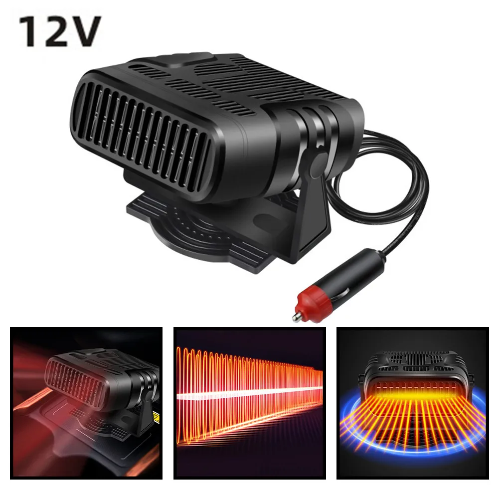 

2 Speed Fan Car Heater 120W/200W 12v/24v 1pc 360°adjustment ABS Black Cooling Defrost Sparkling Fever 110cm Cable