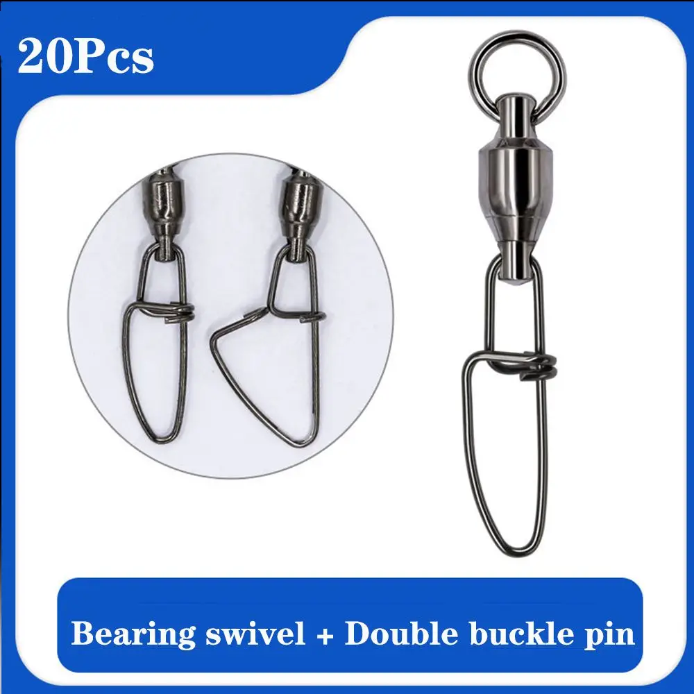 

20Pcs 0# - 8# Stainless Steel Fishing Snap Connector With Pin Bearing Rolling Swivel Snap For Lure Hook Fishing Tackle Access
