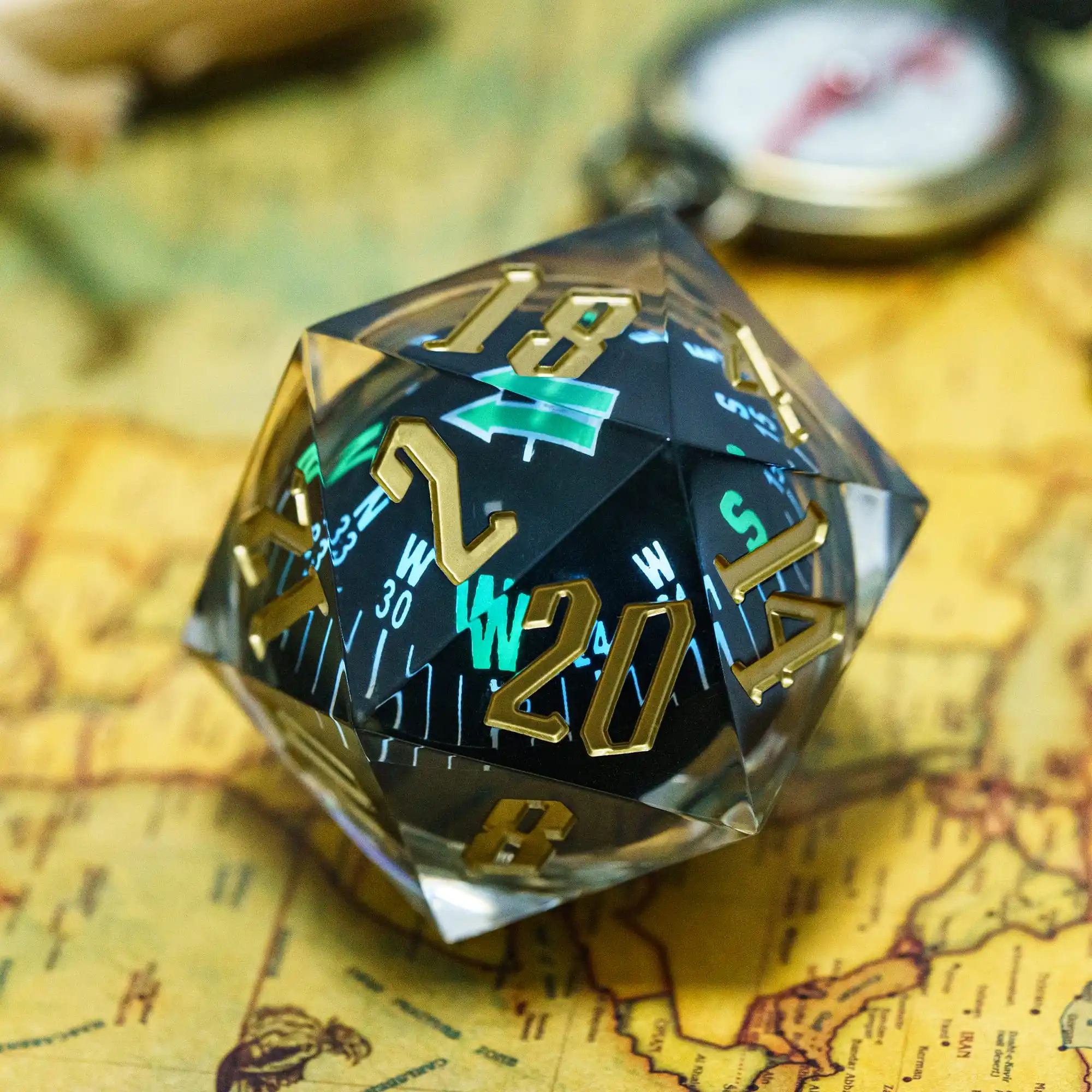 55 мм светящиеся игральные кости D20 с компасом 20 сторон игровые гигантские