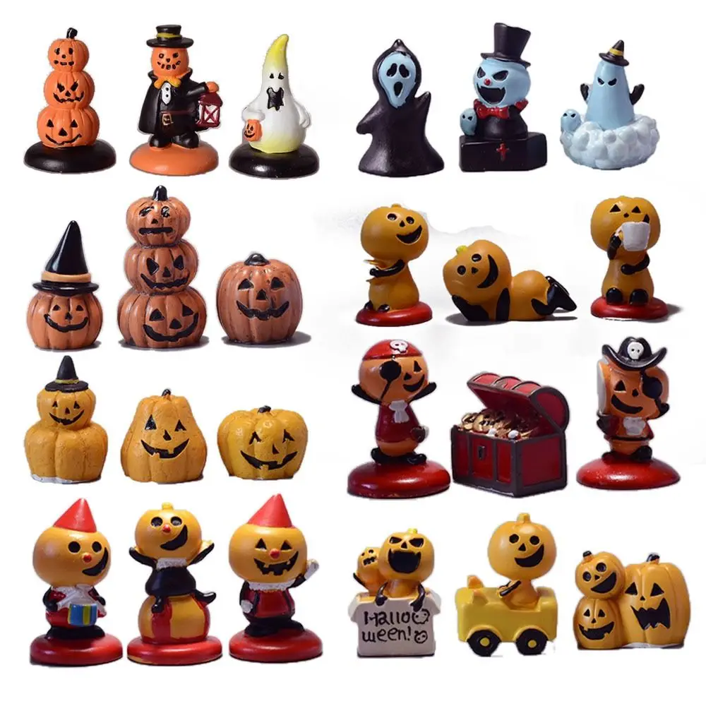 

Полимерные фигурки тыквы на Хэллоуин, ремесло, многоцветный Мини-пиратский клоун, украшение «сделай сам», искусственная миниатюрная статуя призрака