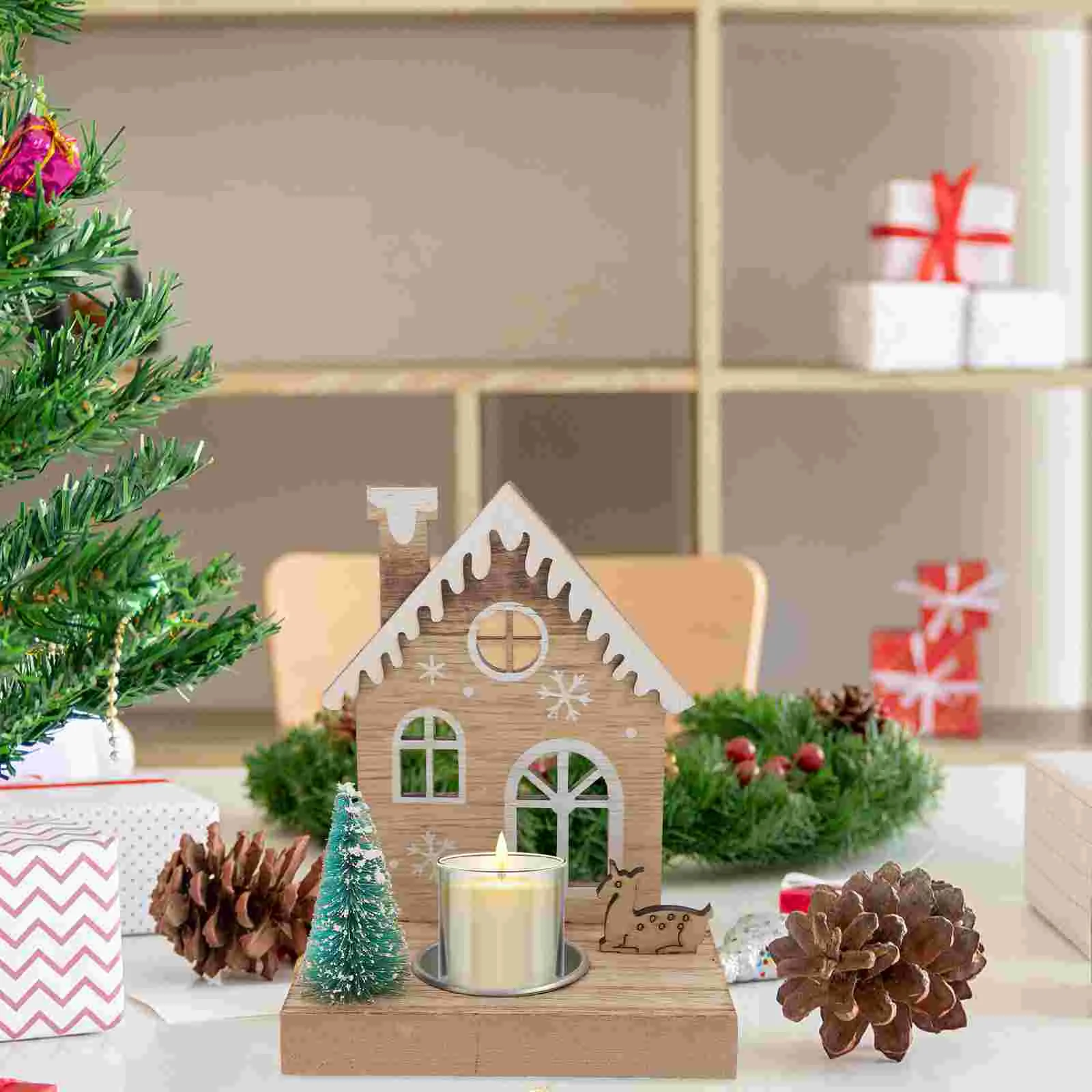 

Holder Tea Light Christmas Holders Wood Stand Votive Tealight Lightstable Centerpiece Wooden