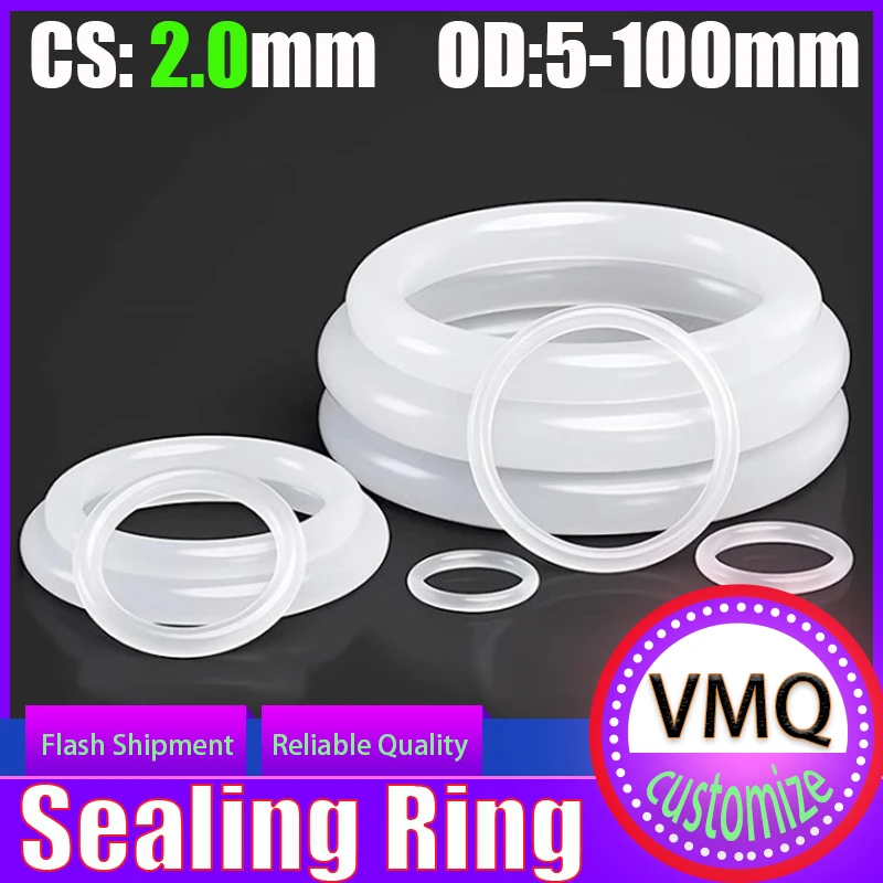 

VMQ CS2 мм OD5-100 мм белое силиконовое уплотнительное кольцо пищевой силикон изоляционная форма уплотнительное кольцо уплотнительное кольцо силиконовое кольцо