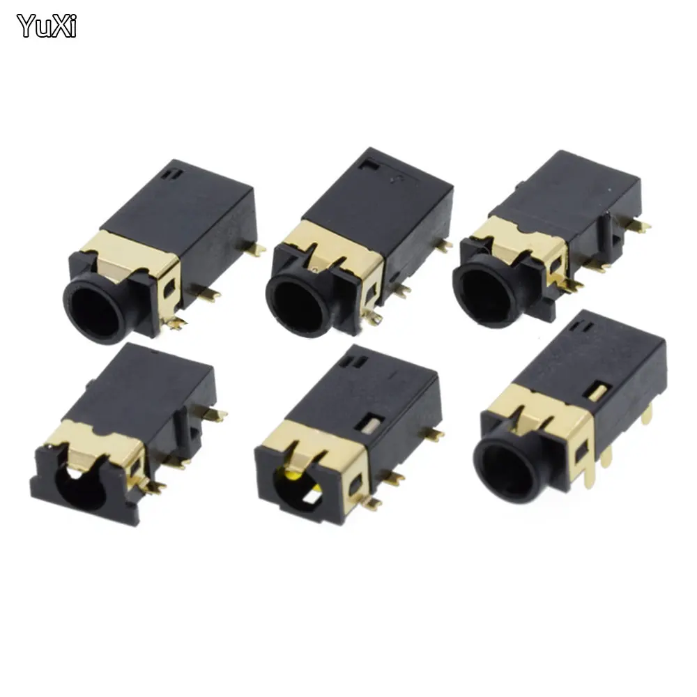 

YUXI 10PCS PJ-342/PJ242 3.5mm Headphone jack PJ342/PJ242 6Pin Audio Socket sinking plate SMD Gold Plated Connector