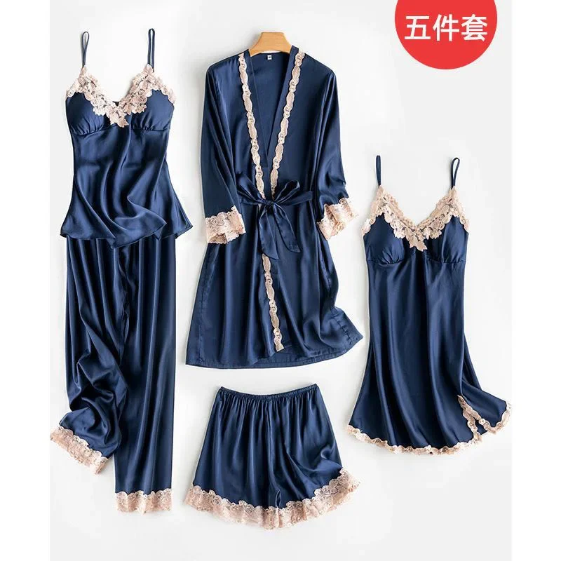 Высококачественные роскошные сексуальные кружевные пижамы из ледяного шелка