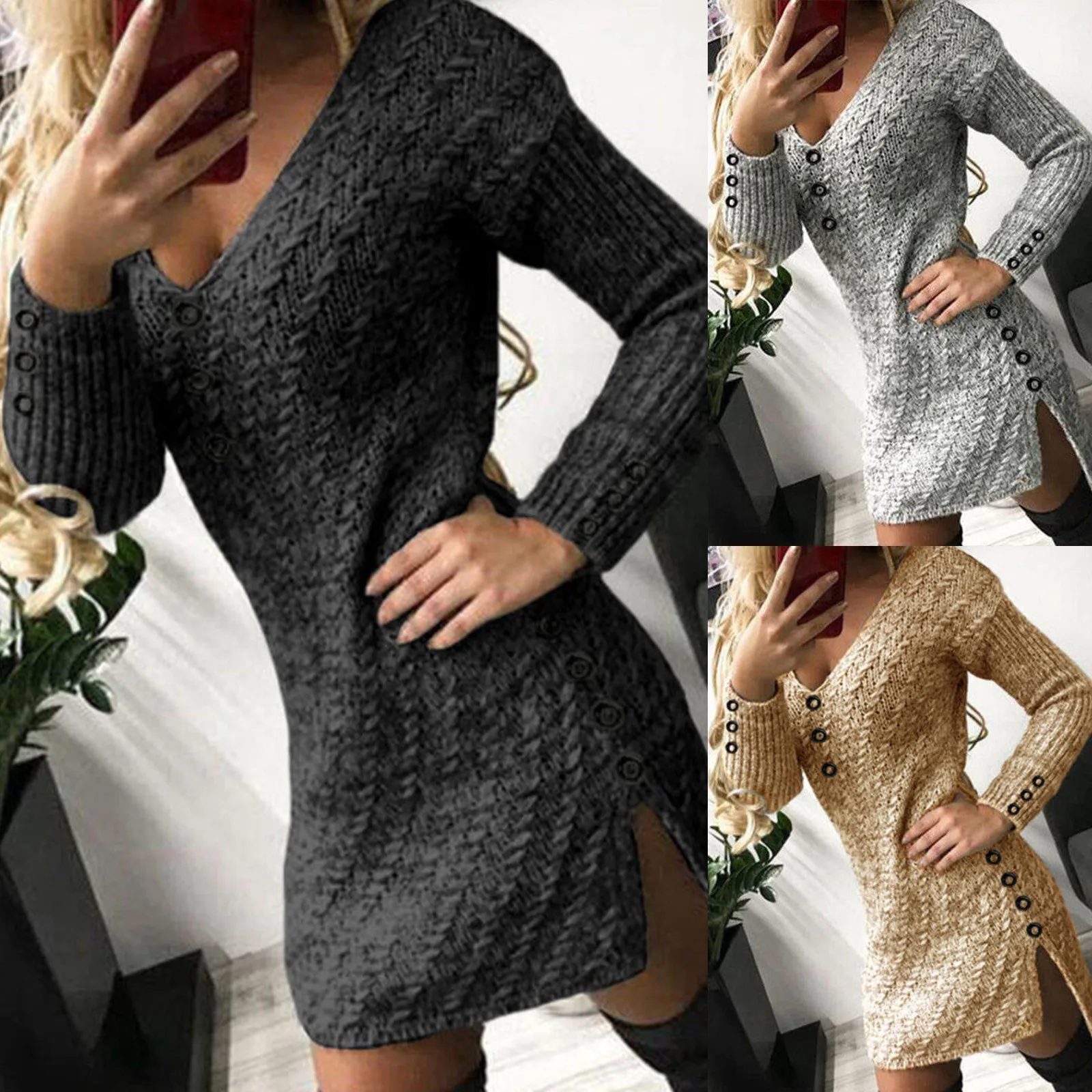 

Dress Pants for Women Women's Long Sleeve Dress Knit Sweater Short Sexy Dress Turtleneck Mini Dresses for Summer