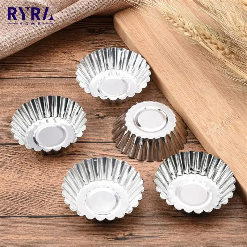 

10/20pcs Cake Aluminium Alloy Egg Tart Mould Baking Tool Cupcake Egg Tart Fruit Tart Mold Reusable Cupcake Egg Tart Mold Newest