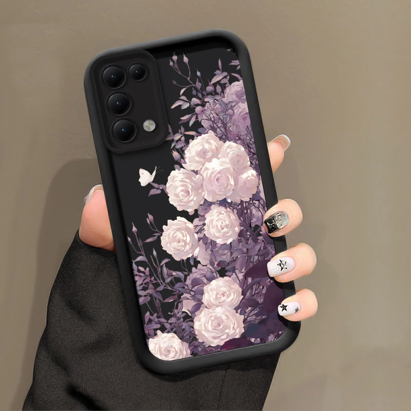 Модный силиконовый чехол с цветами в стиле ретро для OPPO Reno 8 7 6 5 4 3 2 Lite Pro Plus 8Z 7Z 6Z 5F 4Z