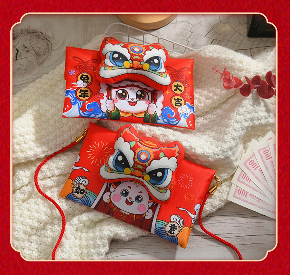 

2023 Chinese New Year Red Envelope Large Capacity Spring Festival Year of The Rabbit 3D Rabbit Money Bag Lucky Red Pocket Gift