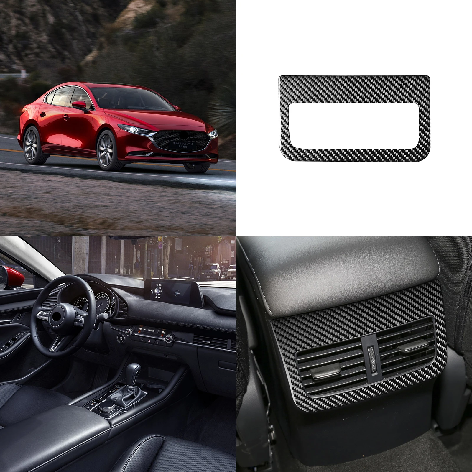 Для Mazda 3 Angkesaila 2020, декоративная накладка на заднее сиденье, вентиляционное отверстие, декоративная накладка, наклейка, аксессуары для салона автомобиля, углеродное волокно