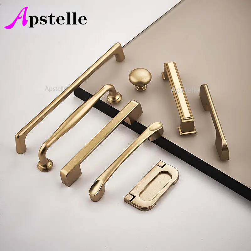 

Apstelle Aluminum Alloy Light Luxury Gold Drawer Cabinet Handle Fashion Wardrobe Handle Hardware Wardrobe Door Cabinet Handle