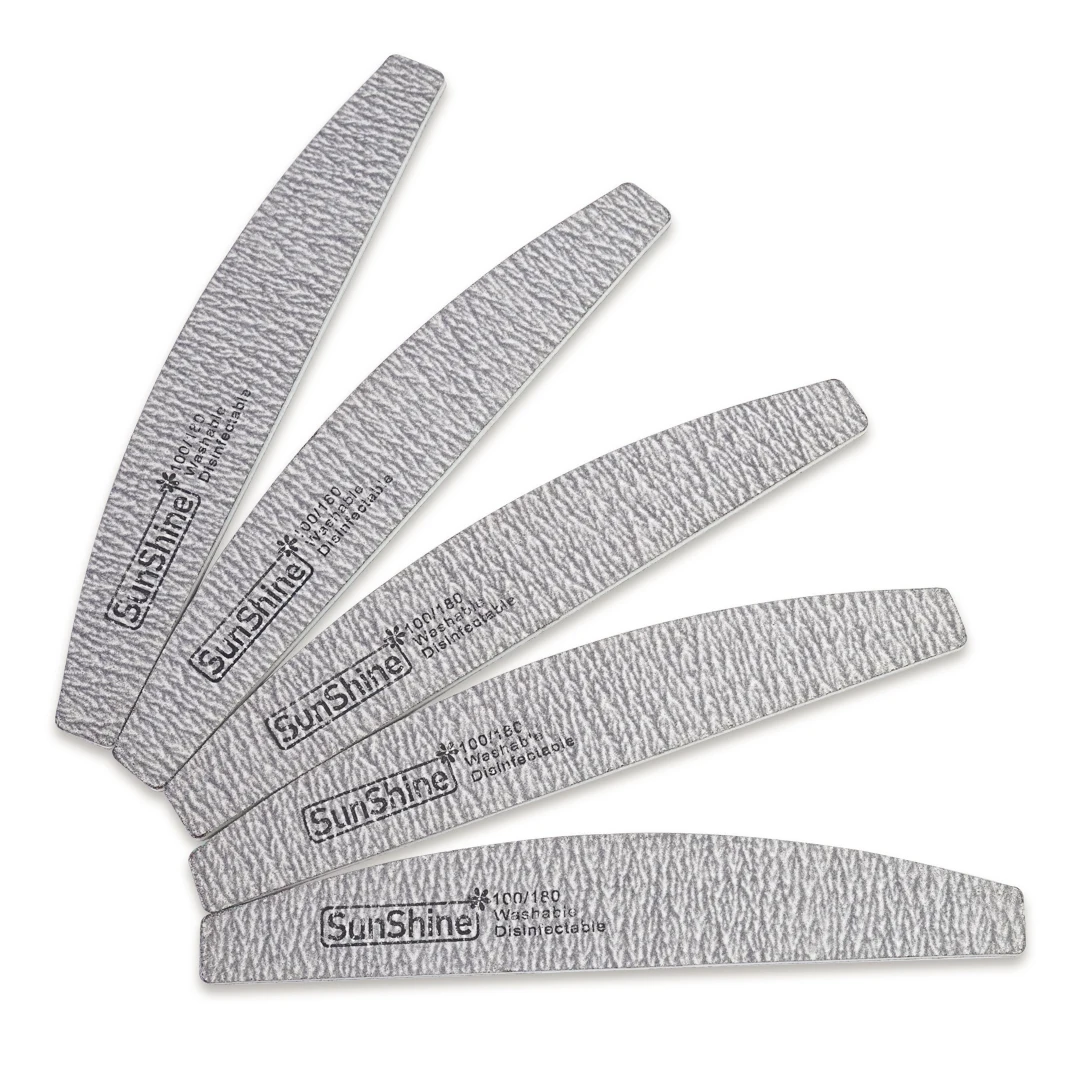 

5Pcs Double-side Professional Nail Files 100/180 Grit Half Moon Nail Buffer File For Gel Polish Sanding DIY Nail Salon Tools
