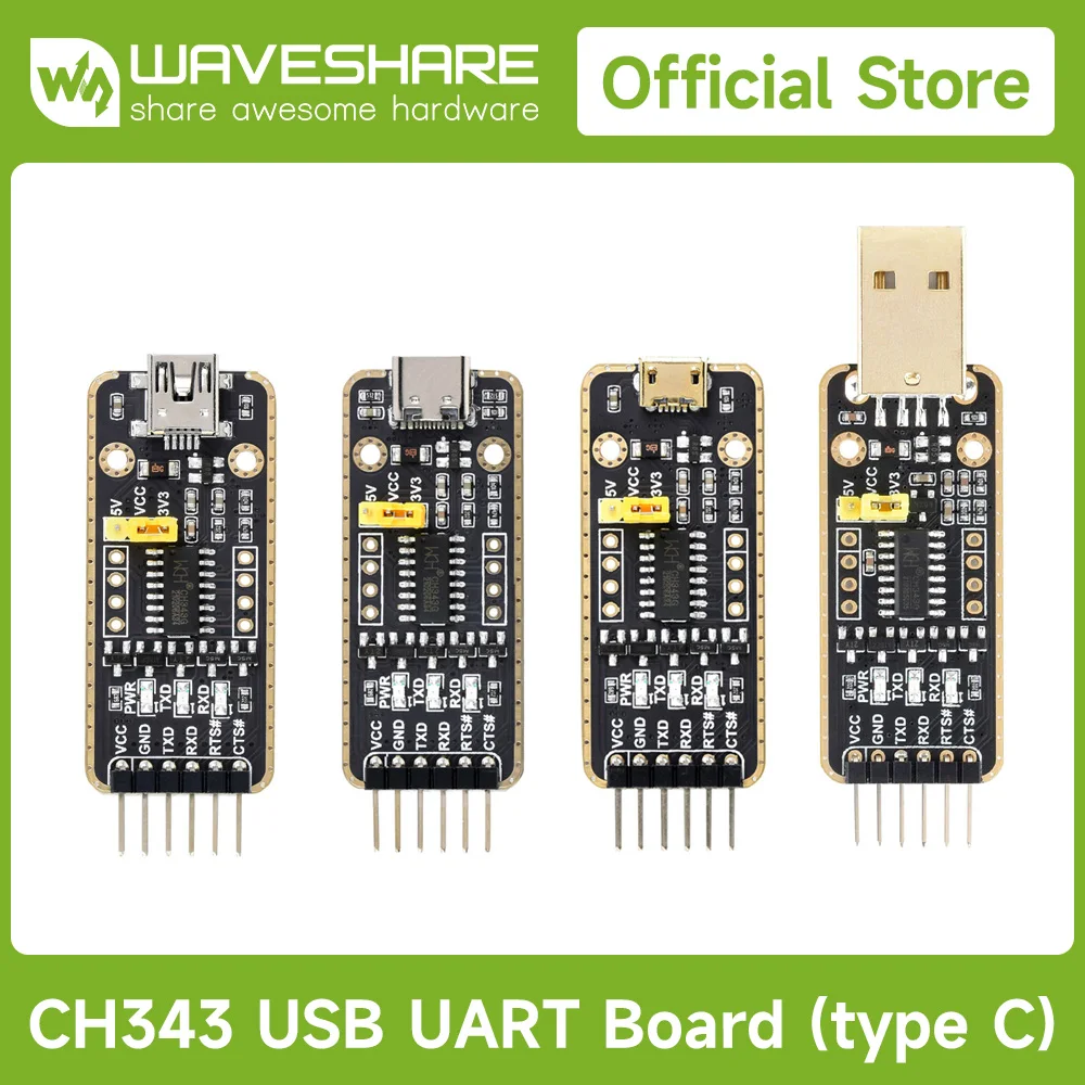 Фото Модуль Waveshare USB-UART, разъемы Micro/Mini/Type-A/Type-C, передача высокой скорости передачи данных, применимо для нескольких устройств №2