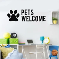 pet welcom letter wall sticker pet shop pvc wall decal cat mural art self adhesive paper pet grooming salon decoration 22 colors