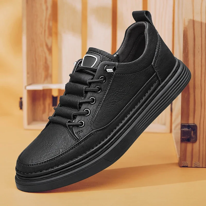 Модная мужская повседневная обувь из натуральной кожи простые белые мужские