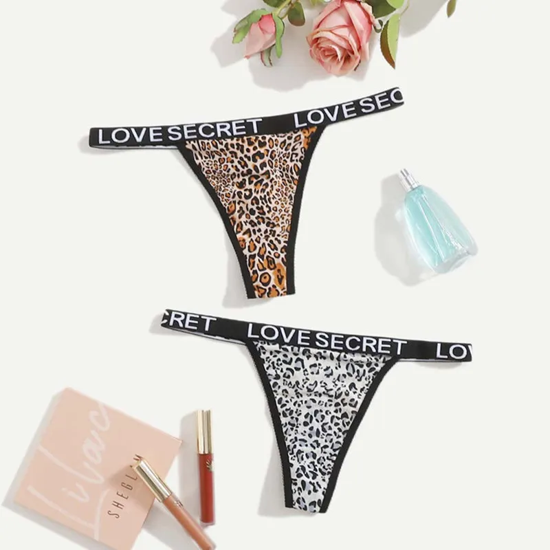 

Leopard Print Cotton Thong Underwear Women Sexy T Pants Low Waist Hot T-back Seamless Panties Thin Belt Plus Size S-XXL Leopard