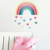 removable rainbow wall decals waterproof pvc butterfly heart vinyl wall sticker for kids girls room nursery decorative