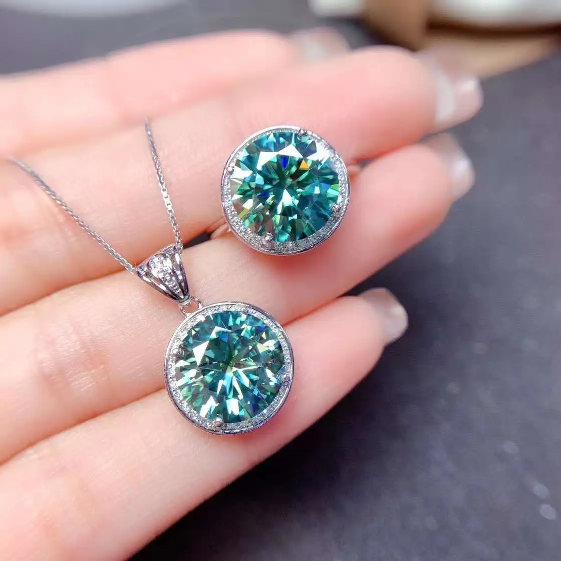 

Набор Колец YULEM из натурального 5ct зеленого муассанита, серебро 925 пробы, прекрасный заменитель бриллиантов Firecolour, может пройти тест