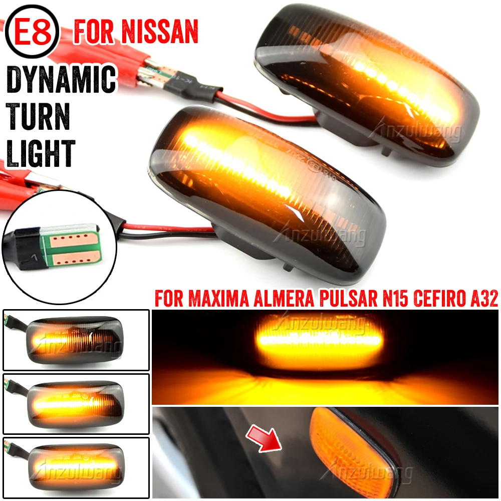 

2pcs/pair Dynamic LED Turn Signal Side Marker Light Sequential Blinker Indicator Light For Nissan Almera N15 95-00 Maxima 95-00