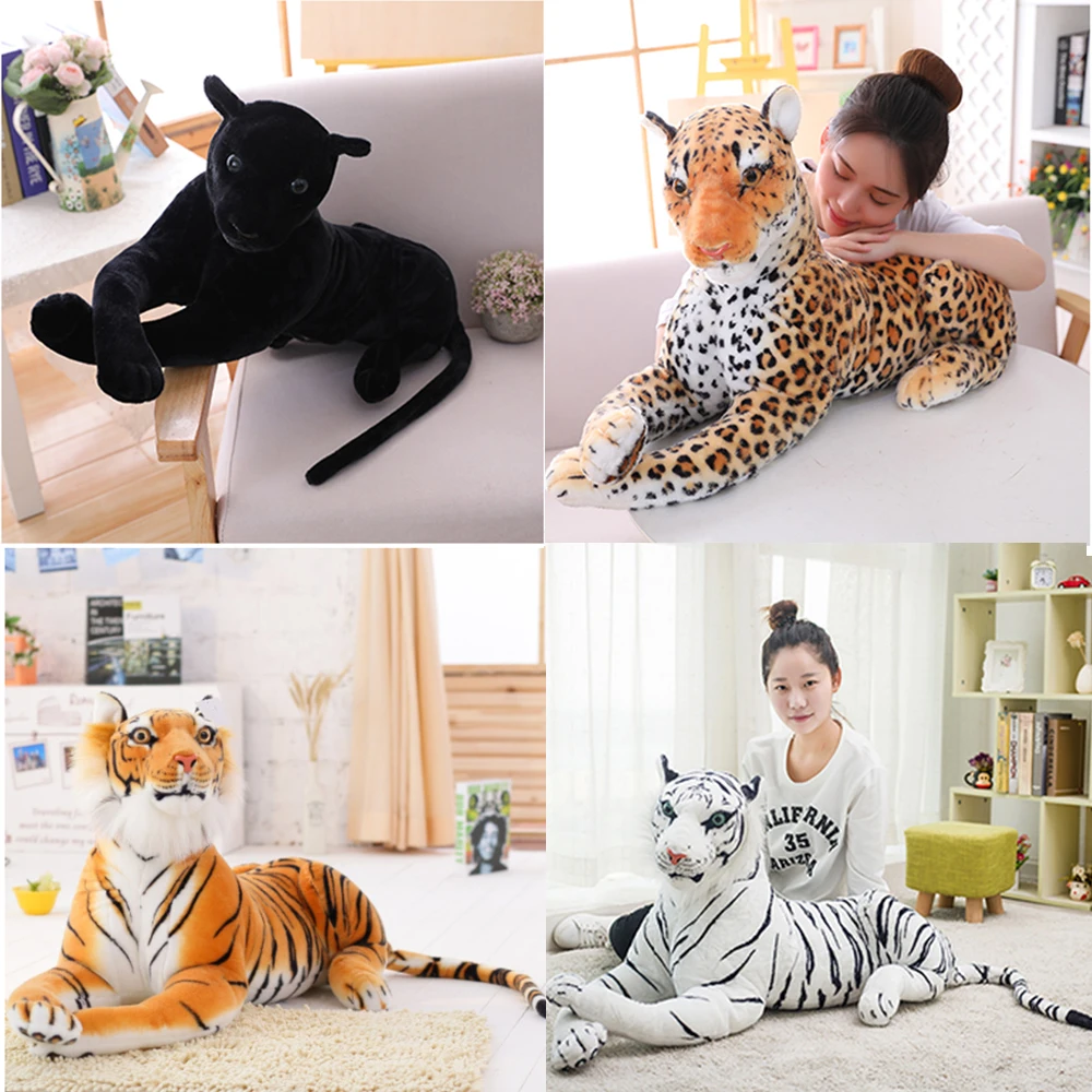 

Giant Black Leopard Panther Plush Toys Soft Stuffed Animal Pillow Animal Doll Yellow White Tiger Toys For Children 30-120cm