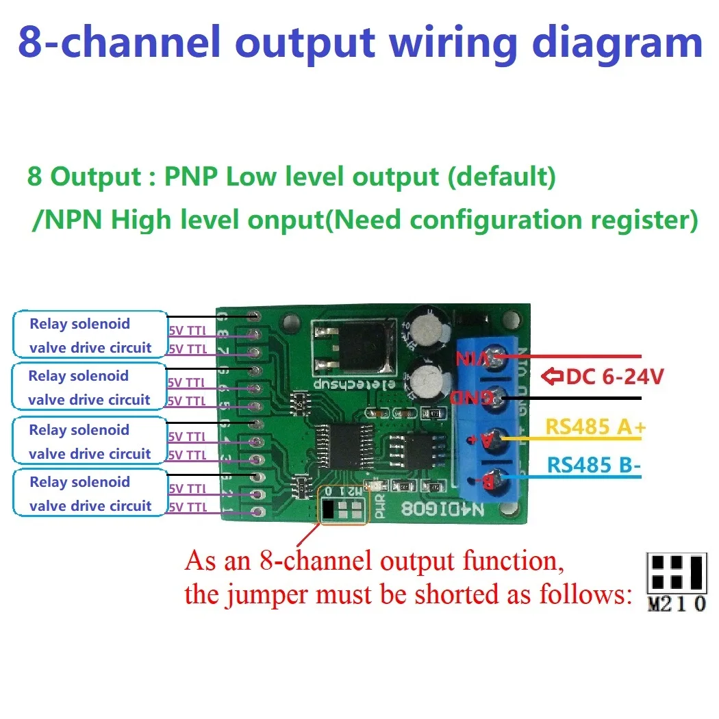 8-канальный вход/выход UART RS485 Modbus RTU контроллер модуль расширения ПЛК для Arduino UNO MEGA