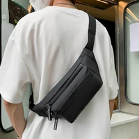 practical faux leather zipper closure man cross body bag fanny bum bag for hiking running waist pouch man waist bag
