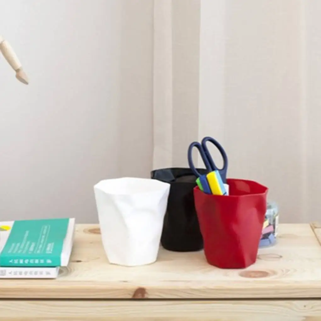 

Pencil Holder Plastic Pen Container Pleated Multi-Function Desk Decor Mini Cup Shaped Home Office Stationery Desktop Organizer