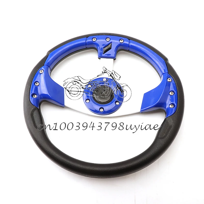 12.5" 320mm Golf Cart Steering Wheel with Horn Switch Blue 6
