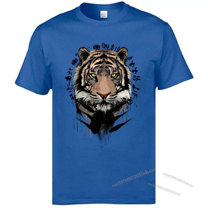 

Men's Grey Cotton T-Shirts Incantation Tiger Vintage Style New Tops T-Shirts Funny Design Pure Cotton Tee Shirt Homme Guys