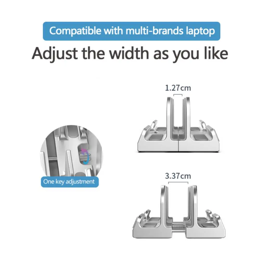 

Width Adjustable Vertical Storage Bracket Space-saving Aluminum Alloy Desktop Bracket Lazy Bracket Table Holder Laptop Stand