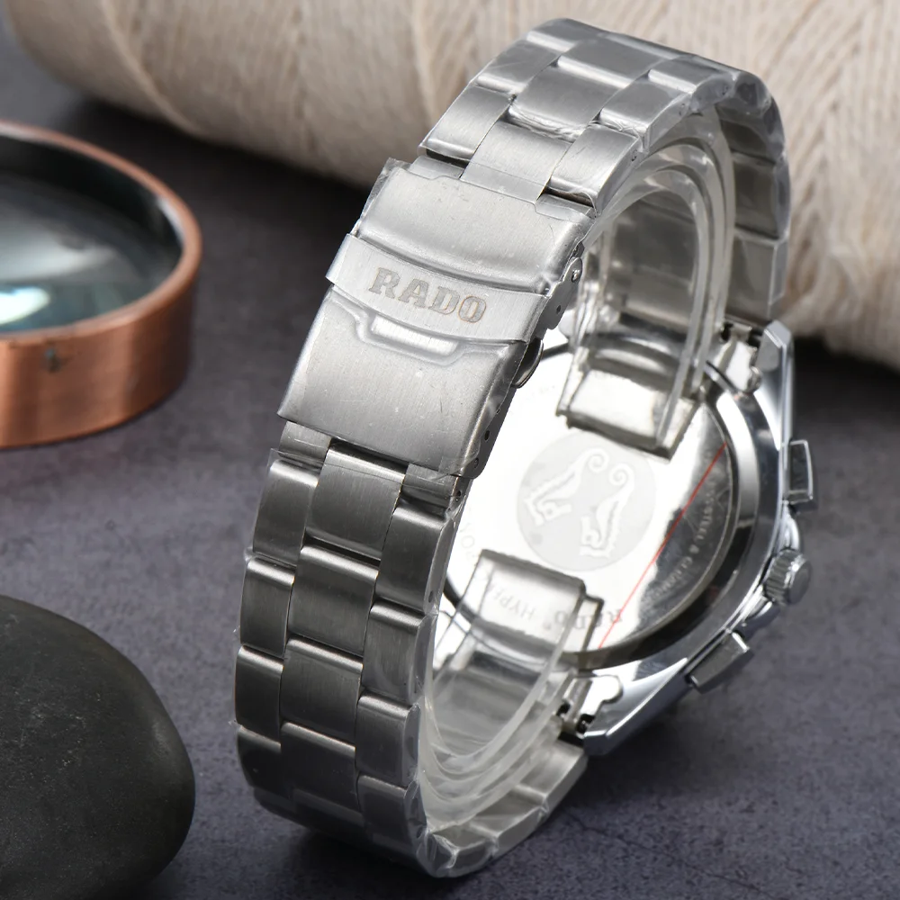 2023 Rado Original Brand Watches For Mens Luxury Multifunction Automatic Date Watch Business Full Steel Chronograph AAA Clocks