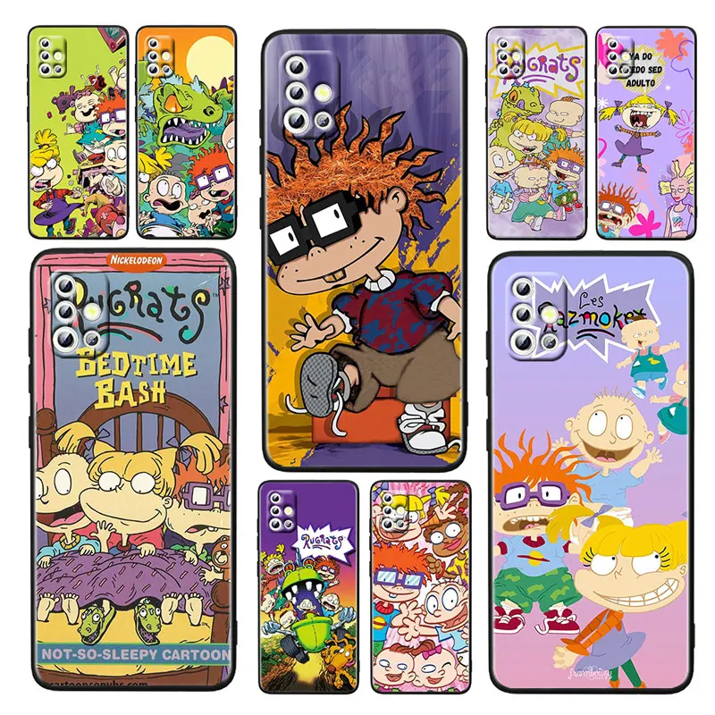 

Cartoon Rugrat Cute Soft Shockproof Black Phone Case For Samsung Galaxy A52S 5G A71 A51 A32 5G A12 A21S A31 A41 Capa