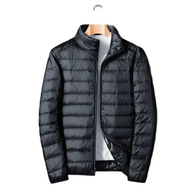 Orange Duck Down Jacket for Men Winter New Lightweight Thermal Stand Collar Coat Fashion Casual Warm Light Slim Overcoat Parkas