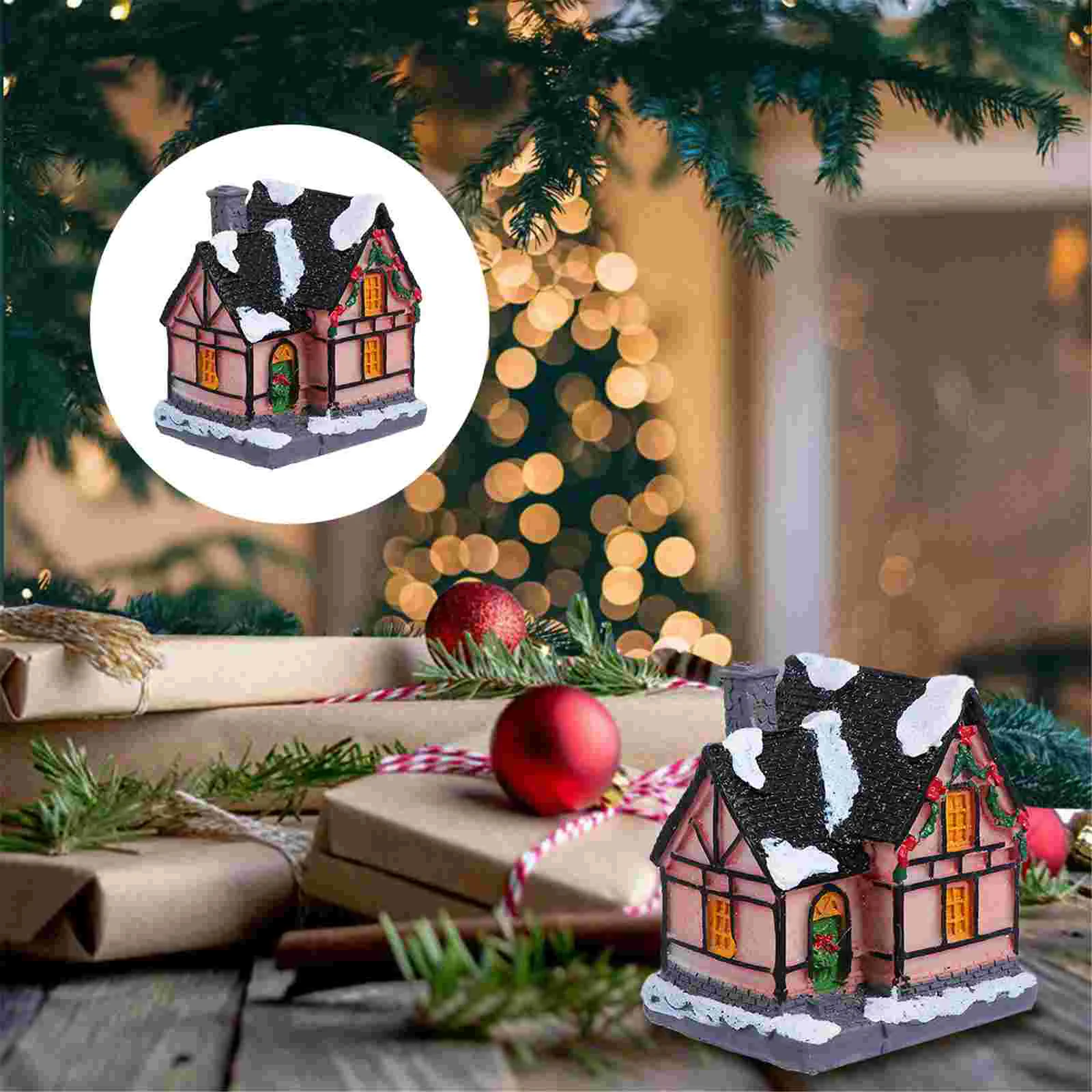 

Mini Christmas Resin House With Christmas Decoration Xmas Ornaments