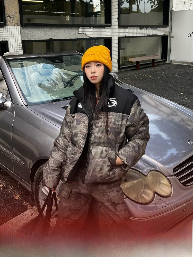 Материал американский винтажный камуфляжный лоскутный трикотаж пальто с