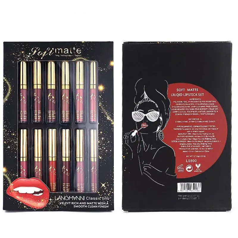 

12 шт./партия, водостойкие питательные бархатные Помады для губ