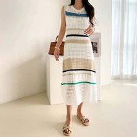 women knitting dress suit summer knitted suspenders south korea beautiful temperament small hollow fashion stretch skirts