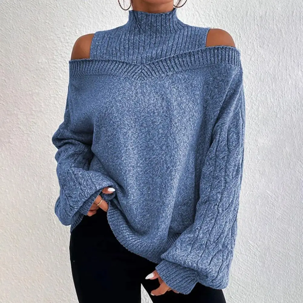 

Chic Women Sweater Off Shoulder Pullover Loose Elastic Spring Sweater Autumn Sweater Thermal