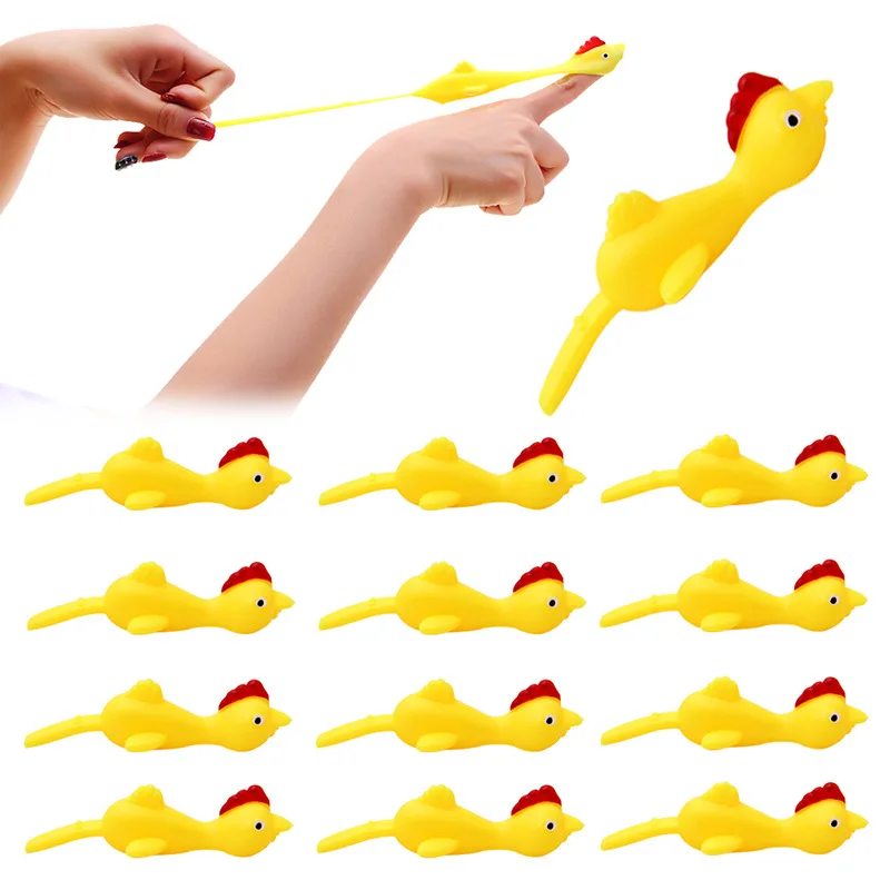 

10PCS Fun And Tricky Catapult Launch Turkey Slingshot Practice Chicken Elastic Flying Finger Birds Sticky Decompression Toy