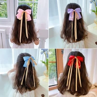 1pcs korean childrens bow hair accessories princess girl cute french streamer red hairpin clip headdress female
