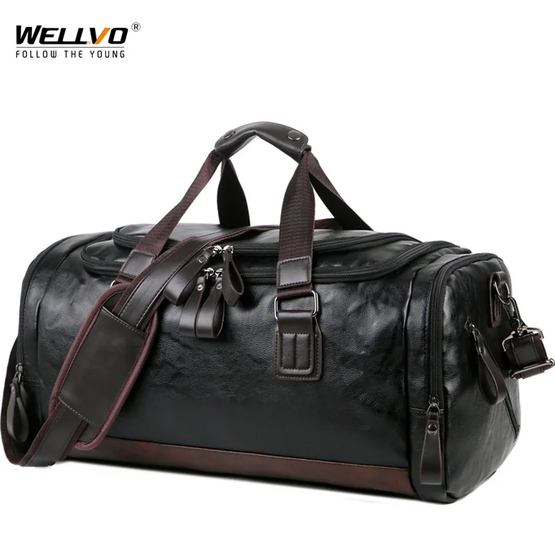 Men Quality Leather Travel Bags Carry on Luggage Bag Men Duf