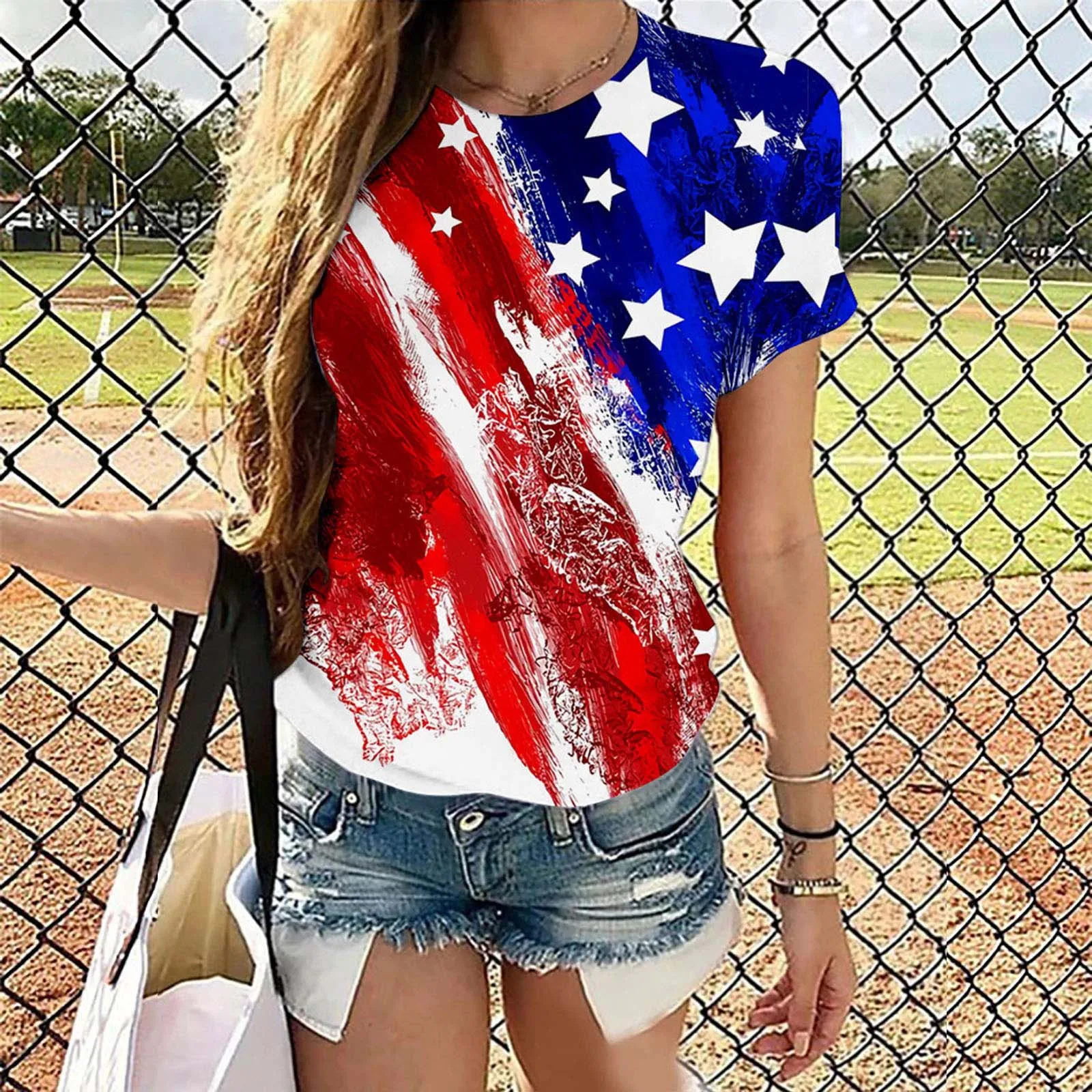 

Женские повседневные летние рубашки с принтом, футболка с круглым вырезом и коротким рукавом, свободные топы, туника, блузка, женские блейзе...