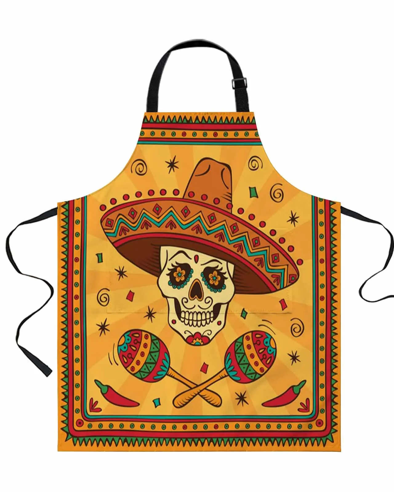 

Mexican Skull West Cowboy Apron Waterproof Anti-Oil Sleeveless Useful Things for Kitchen Men Women Home Restaurant Work Wear