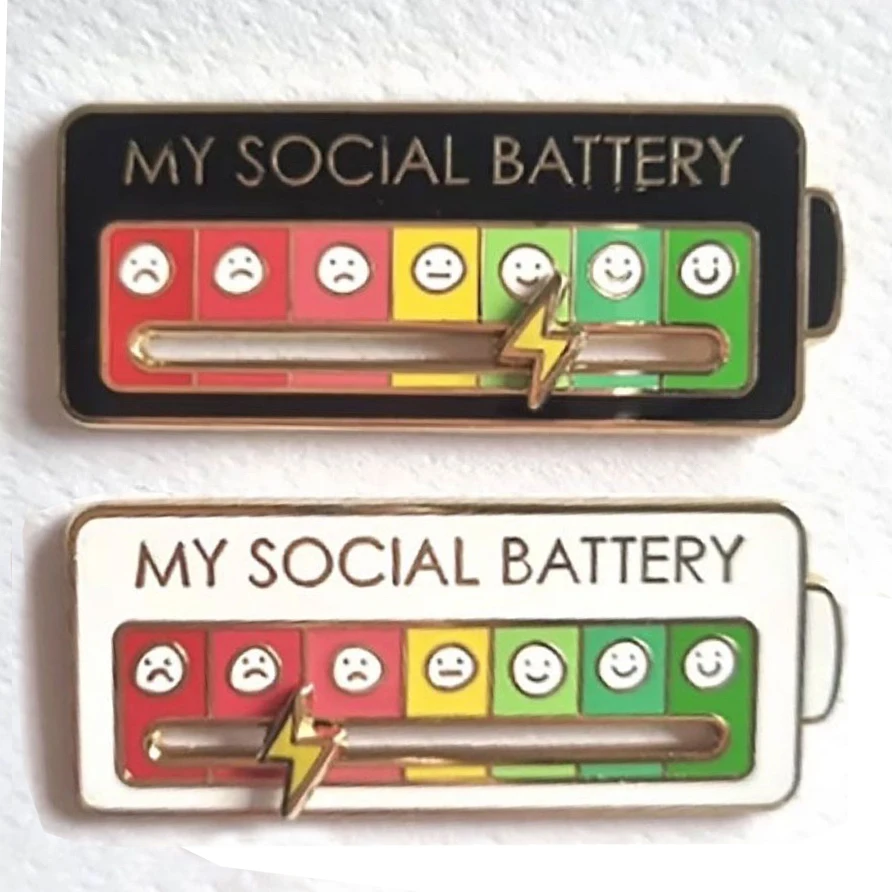 

Creative My Social Battery Pin Enamel Pins Brooches Move To The Mood As You Artistic Brooch Pins Gift Suit Shirt Sister Jewelry